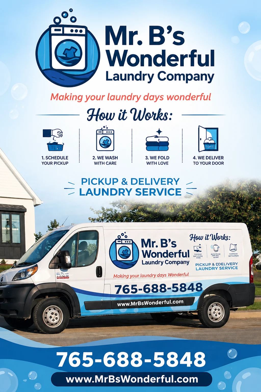 Mr. B’s Laundry Pickup And Delivery Van Banner